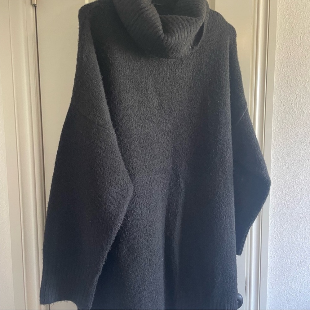 Topshop Black Turtleneck Tunic Sweater